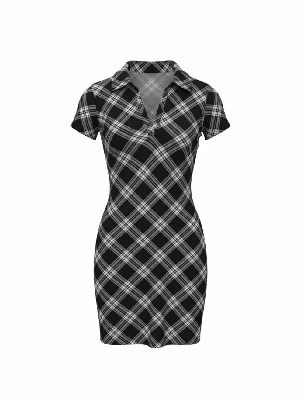 No Comment Chic Black and White Checkered Mini Dress